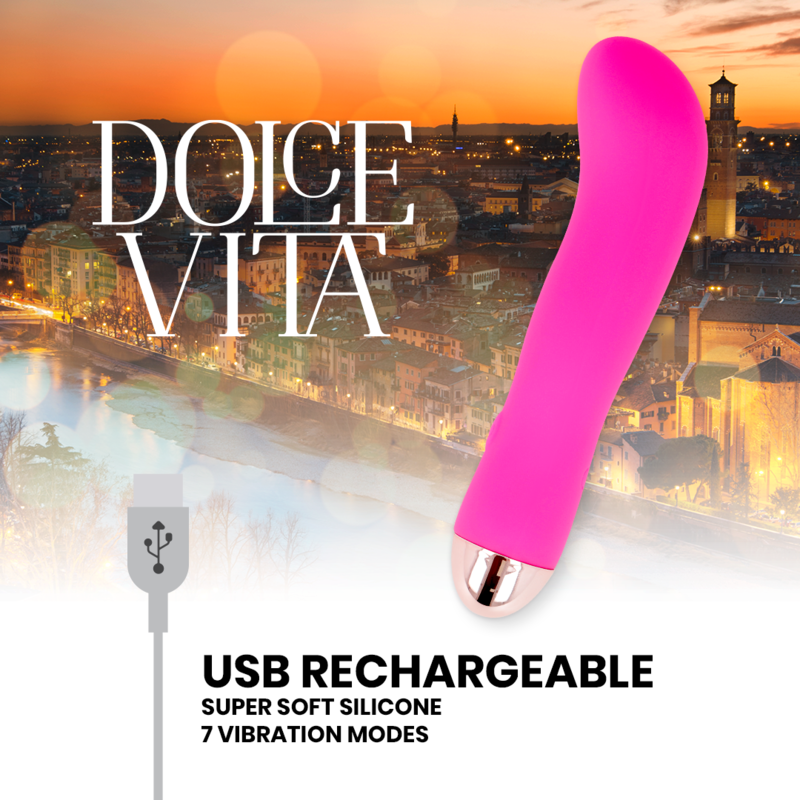 DOLCE VITA - VIBRADOR RECARGABLE TWO ROSA 7 VELOCIDADES - Imagen 6