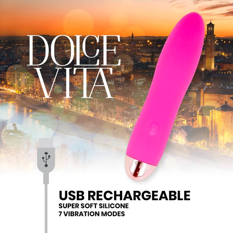 DOLCE VITA - VIBRADOR RECARGABLE FOUR ROSA 7 VELOCIDADES - Imagen 5