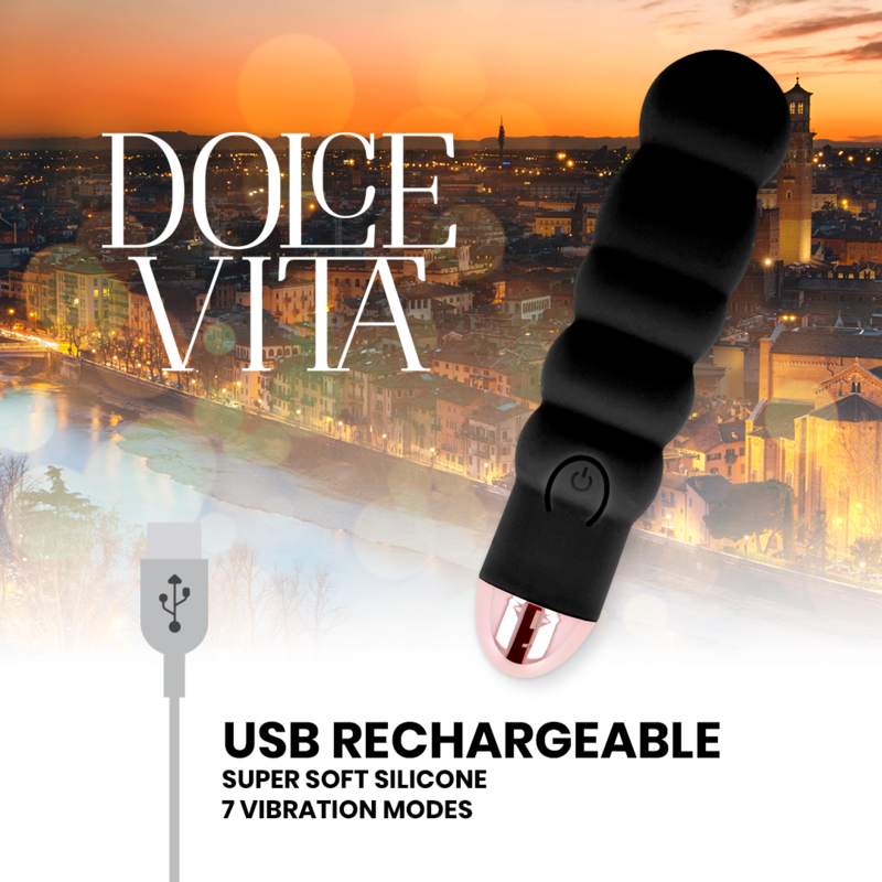 DOLCE VITA - VIBRADOR RECARGABLE SIX NEGRO 7 VELOCIDADES - Imagen 5