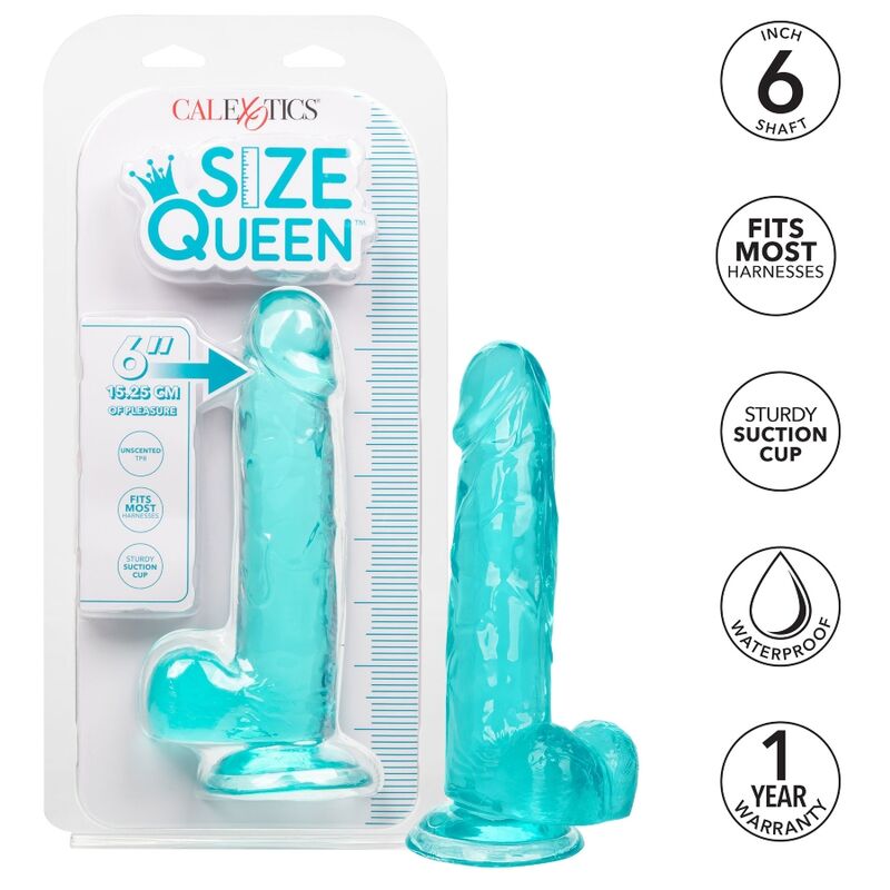 CALEXOTICS - SIZE QUEEN DILDO AZUL 15.3 CM - Imagen 4