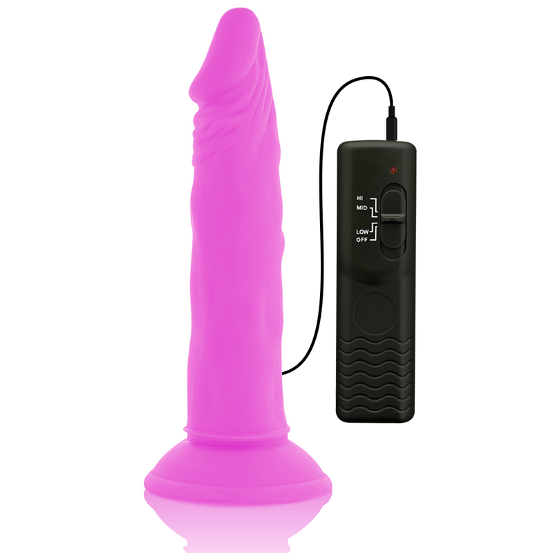 DIVERSIA - DILDO FLEXIBLE CON VIBRACION LILA 23 CM -O- 4.3 CM - Imagen 5