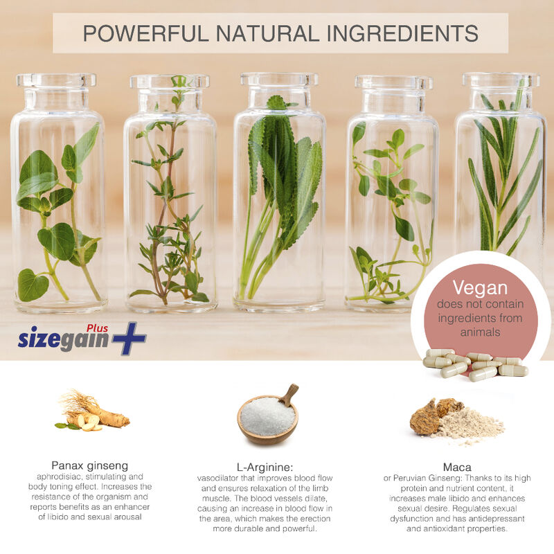 500 COSMETICS - SIZEGAIN PLUS PASTILLAS PARA ALARGAR EL PENE - Imagen 3