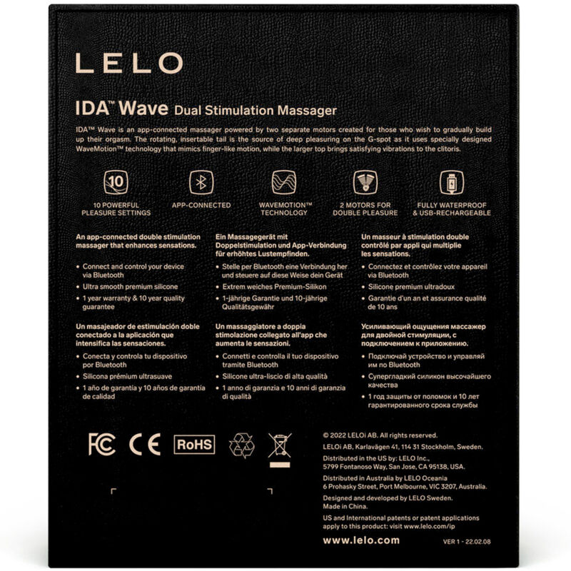 LELO - IDA WAVE MASAJEADOR PAREJAS NEGRO - Imagen 6