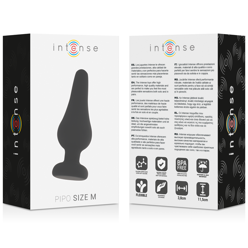 INTENSE - ANAL PLUG PIPO M SILICONE NEGRO 11 CM - Imagen 5