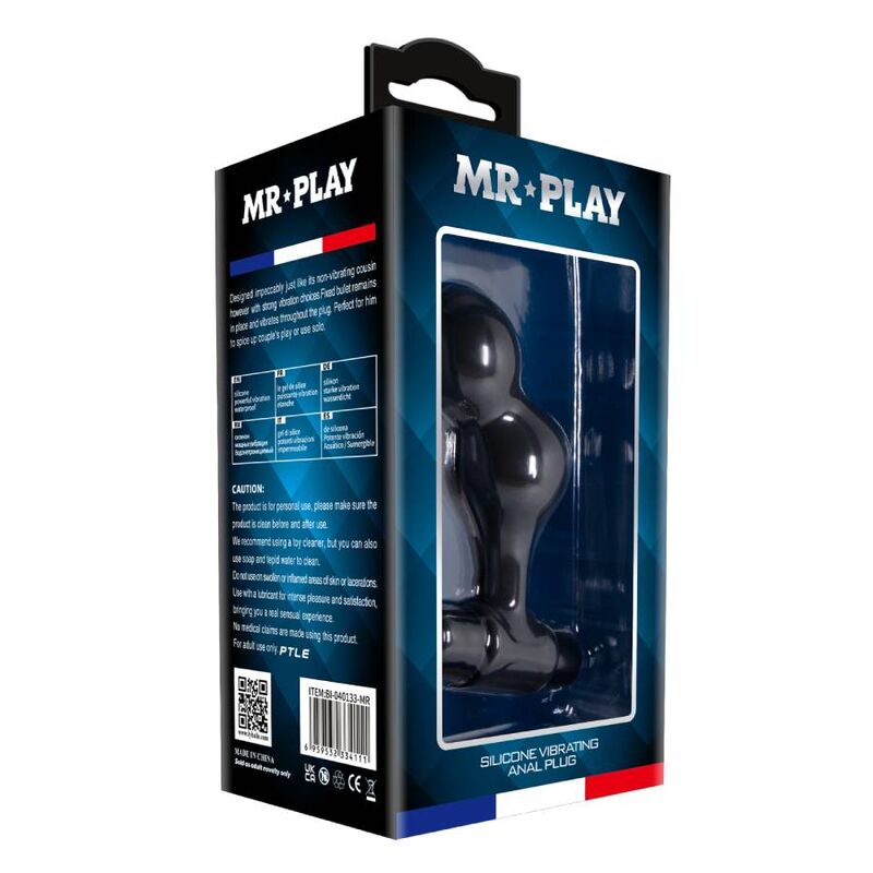 MR PLAY - PLUG ANAL VIBRADOR DE SILICONA NEGRO - Imagen 11