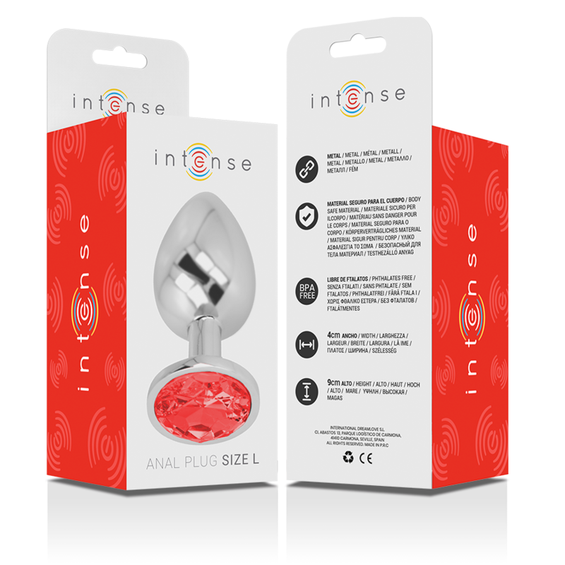 INTENSE - PLUG ANAL METAL ALUMINIO CON CRISTAL ROJO TALLA L - Imagen 7