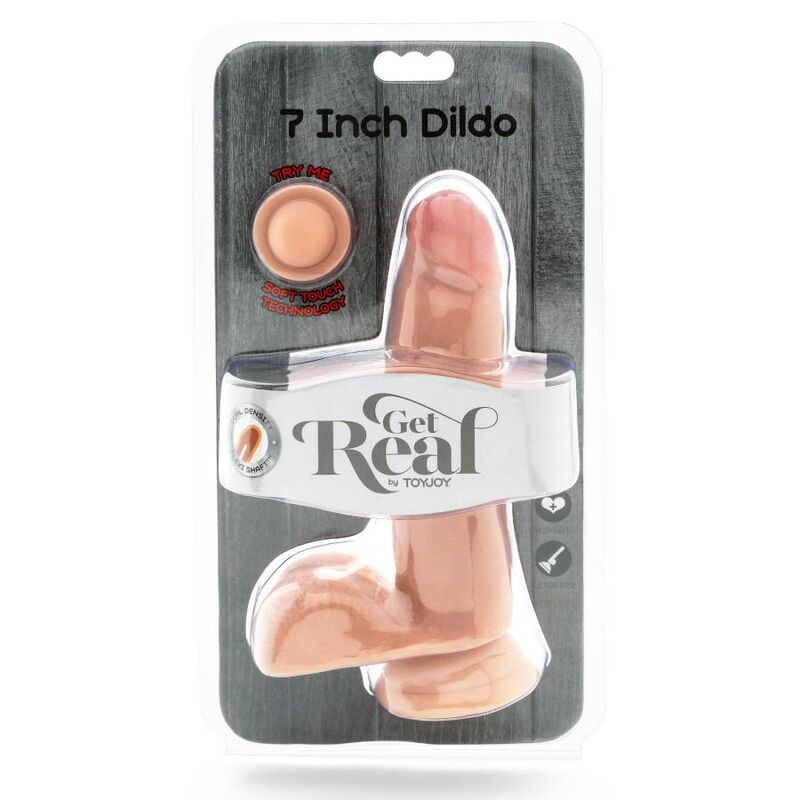 GET REAL - DUAL DENSITY DILDO 12 CM CON TESTICULOS NATURAL - Imagen 4