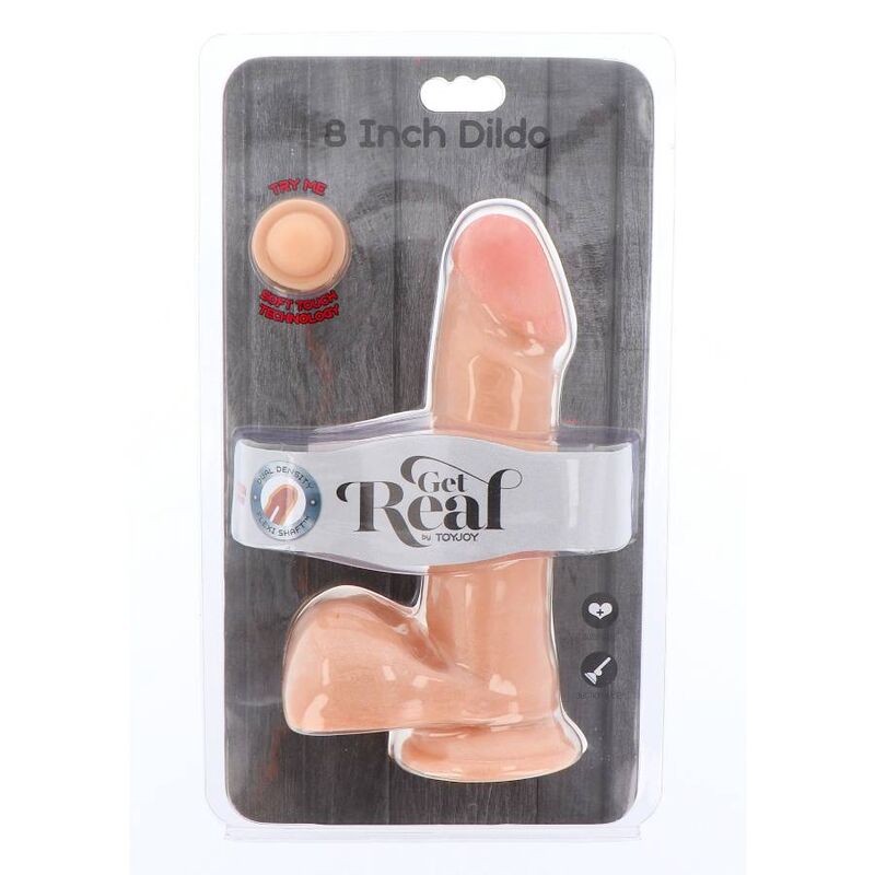 GET REAL - DUAL DENSITY DILDO 18 CM CON TESTICULOS NATURAL - Imagen 3