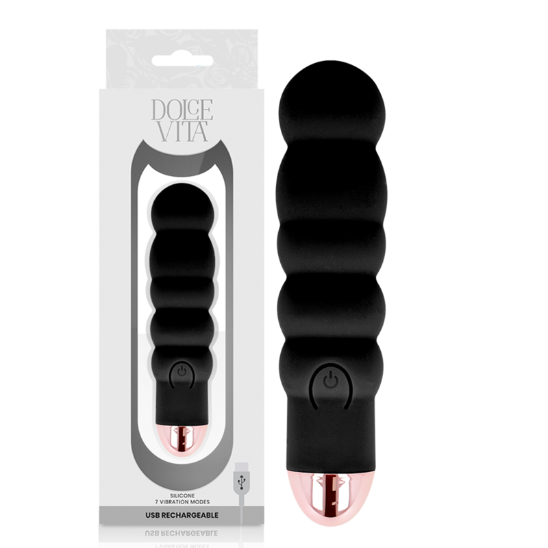 DOLCE VITA - VIBRADOR RECARGABLE SIX NEGRO 7 VELOCIDADES - Imagen 3