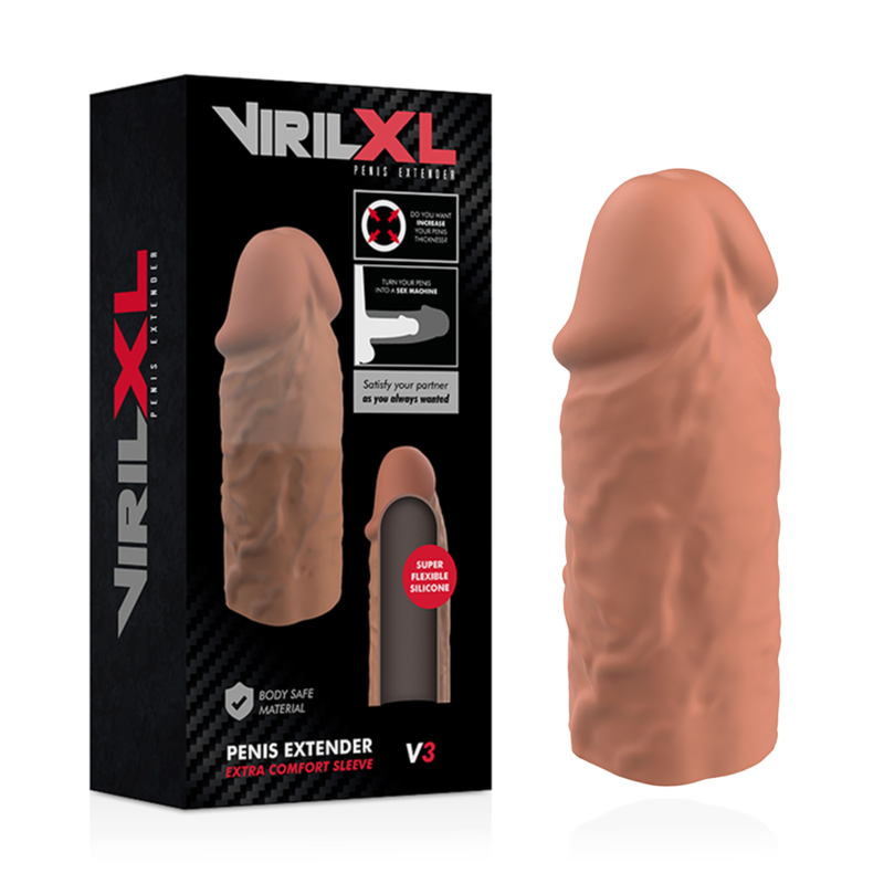 VIRILXL - EXTENSION DE PENE LIQUID SILICONE V3 MARRON - Imagen 3