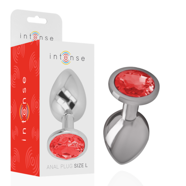 INTENSE – PLUG ANAL METAL ALUMINIO CON CRISTAL ROJO TALLA L