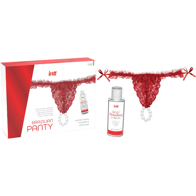 INTT RELEASES - PANTY BRASILEÑO ROJA CON PERLAS Y GEL LUBRICANTE 50 ML - Imagen 4
