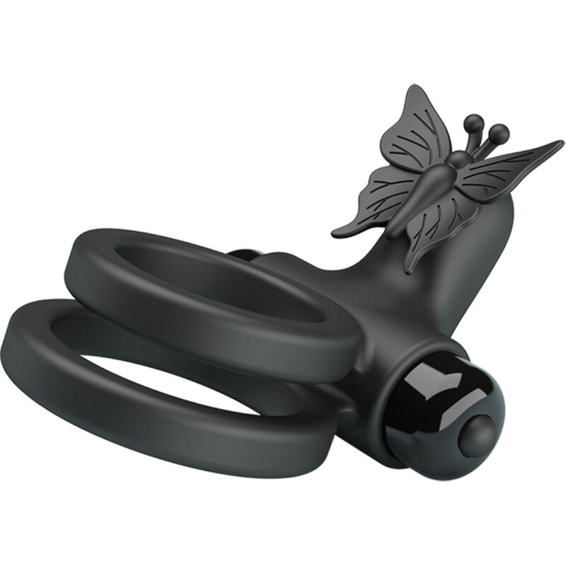 PRETTY LOVE - DOBLE ANILLO VIBRADOR CON ESTIMULADOR NEGRO - Imagen 7