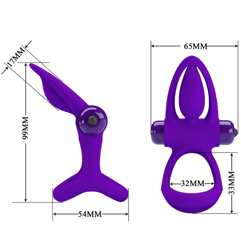 PRETTY LOVE - ANILLO VIBRADOR 10 VIBRACIONES SILICONA VIOLETA - Imagen 7