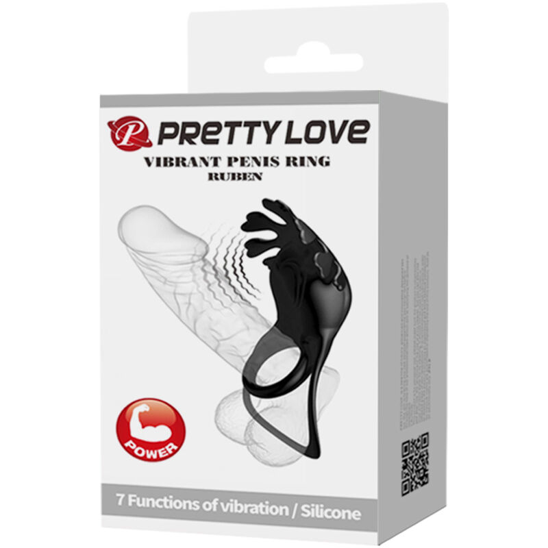 PRETTY LOVE - RUBEN ANILLO VIBRADOR 7 VIBRACIONES SILICONA NEGRO - Imagen 10
