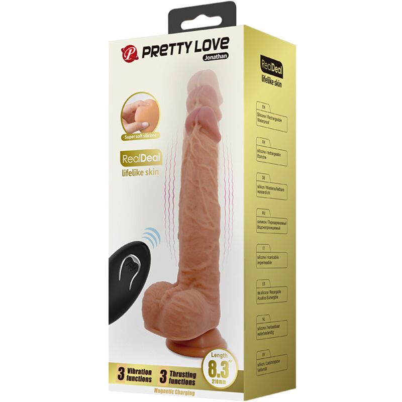 PRETTY LOVE - JONATHAN DILDO SILICONA 3 VIBRACIONES + 3 MEDIDAS INSERCIÓN CONTROL REMOTO 21 CM - Imagen 9