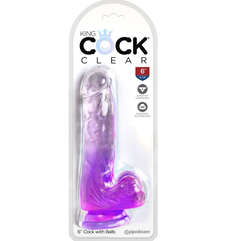 KING COCK - CLEAR PENE REALISTICO CON TESTICULOS 13.5 CM MORADO - Imagen 3