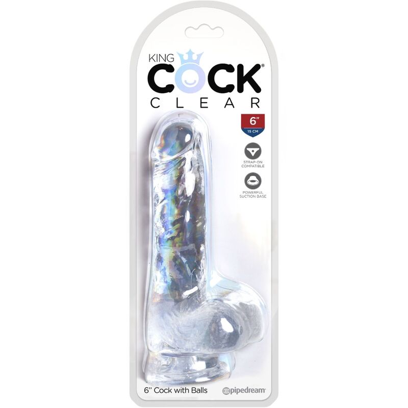 KING COCK - CLEAR PENE REALISTICO CON TESTICULOS 13.5 CM TRANSPARENTE - Imagen 6