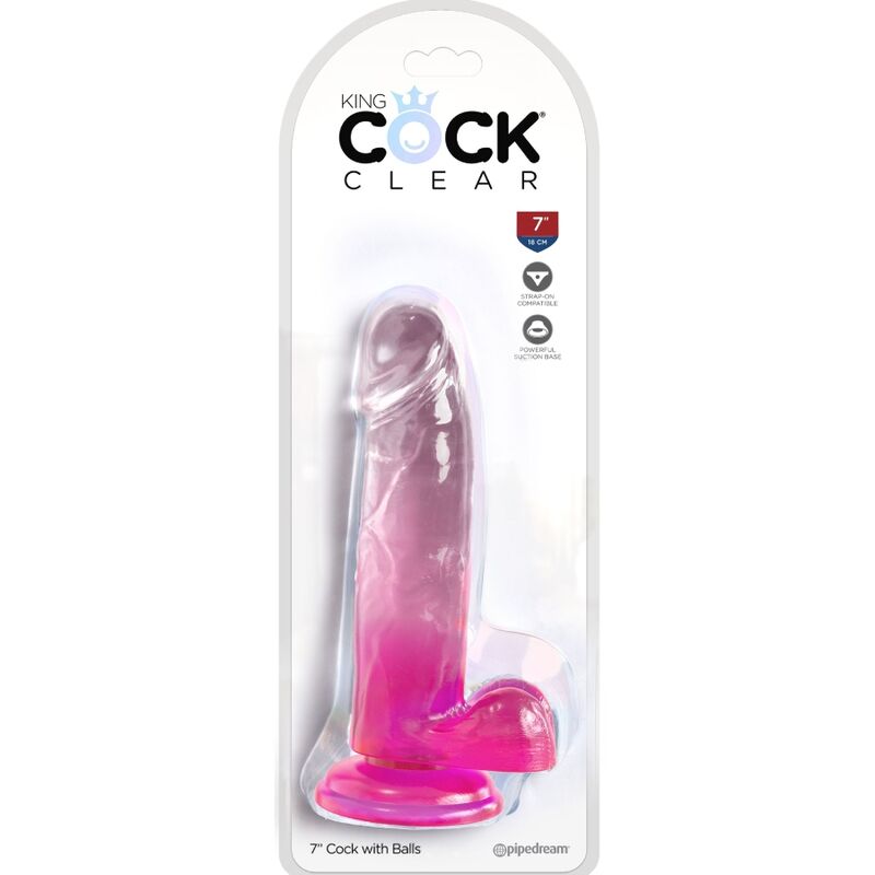 KING COCK - CLEAR PENE REALISTICO CON TESTICULOS 15.2 CM ROSA - Imagen 3