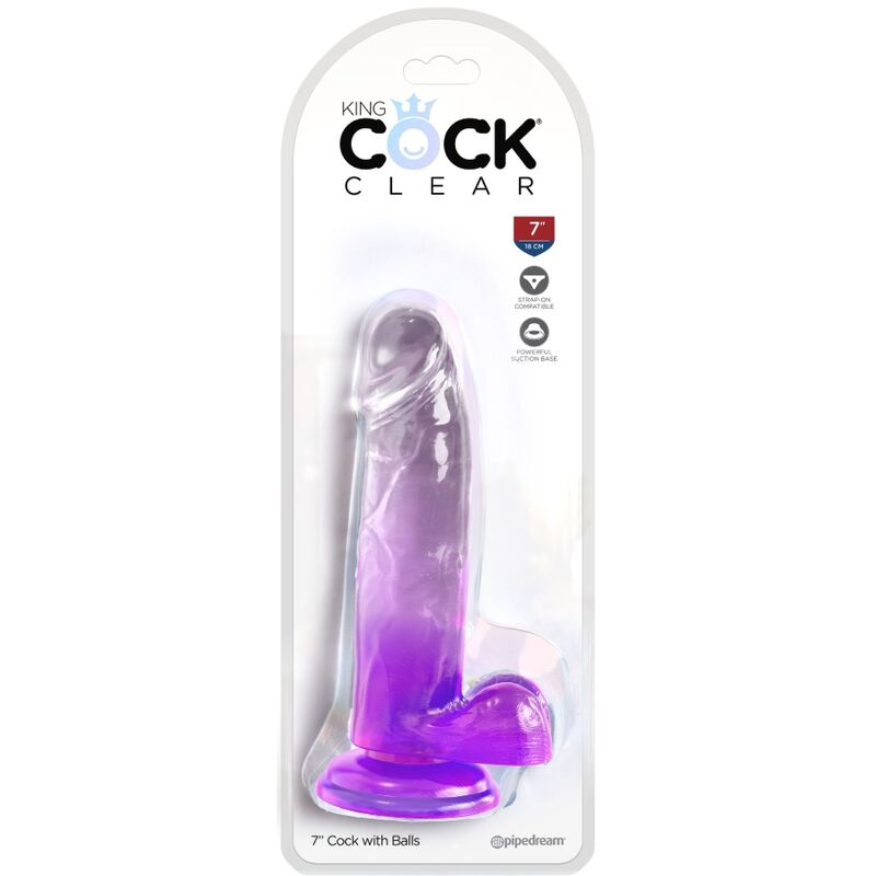 KING COCK - CLEAR PENE REALISTICO CON TESTICULOS 15.2 CM MORADO - Imagen 3