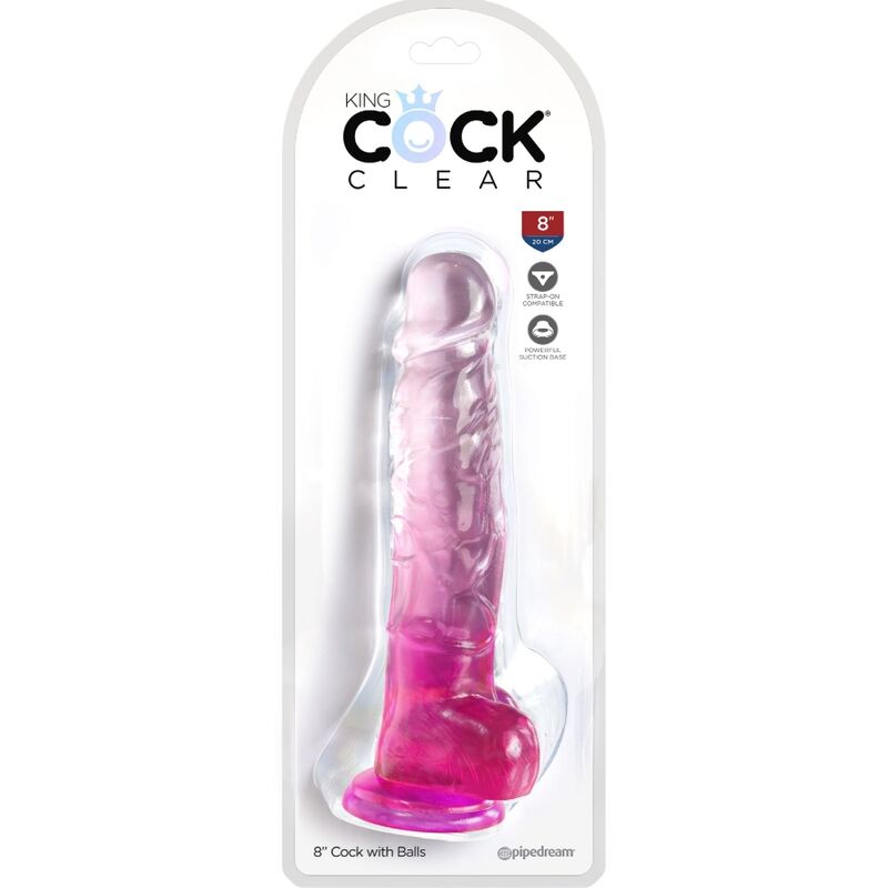 KING COCK - CLEAR PENE REALISTICO CON TESTICULOS 16.5 CM ROSA - Imagen 3