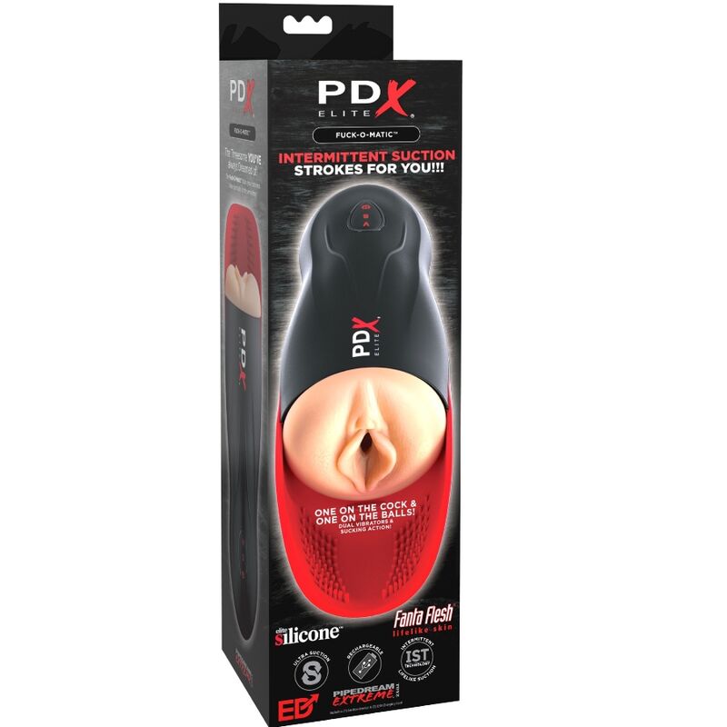 PDX ELITE - MASTURBADOR STROKER FUCK-O-MATIC VAGINA DOBLE VIBRACION PENE & TESTICULOS - Imagen 3