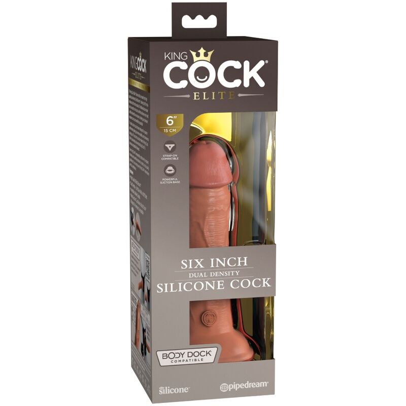 KING COCK - ELITE DILDO REALISTICO SILICONA 15.2 CM CARAMELO - Imagen 7