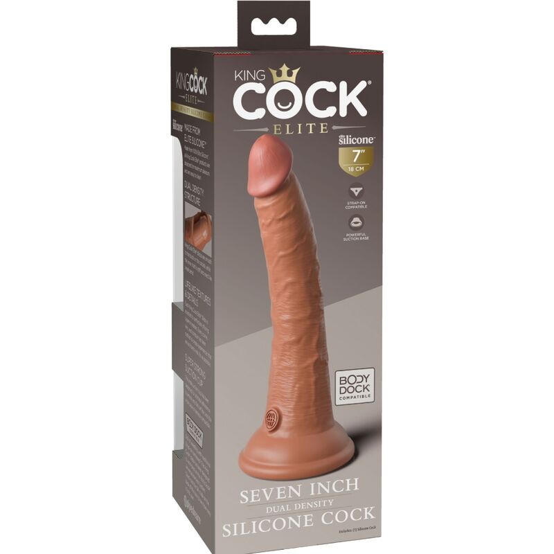 KING COCK - ELITE DILDO REALISTICO SILICONA 17.8 CM CARAMELO - Imagen 6
