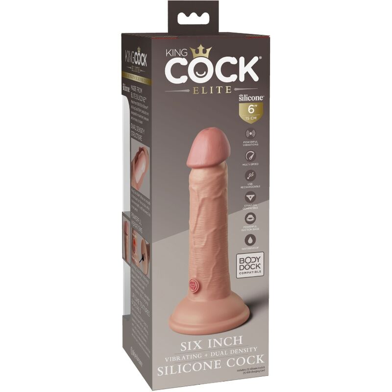 KING COCK - ELITE DILDO REALISTICO VIBRADOR & SILICONA 15.2 CM - Imagen 8