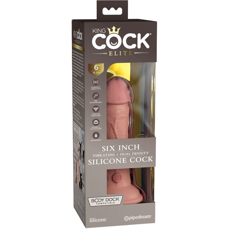 KING COCK - ELITE DILDO REALISTICO VIBRADOR & SILICONA 15.2 CM - Imagen 7