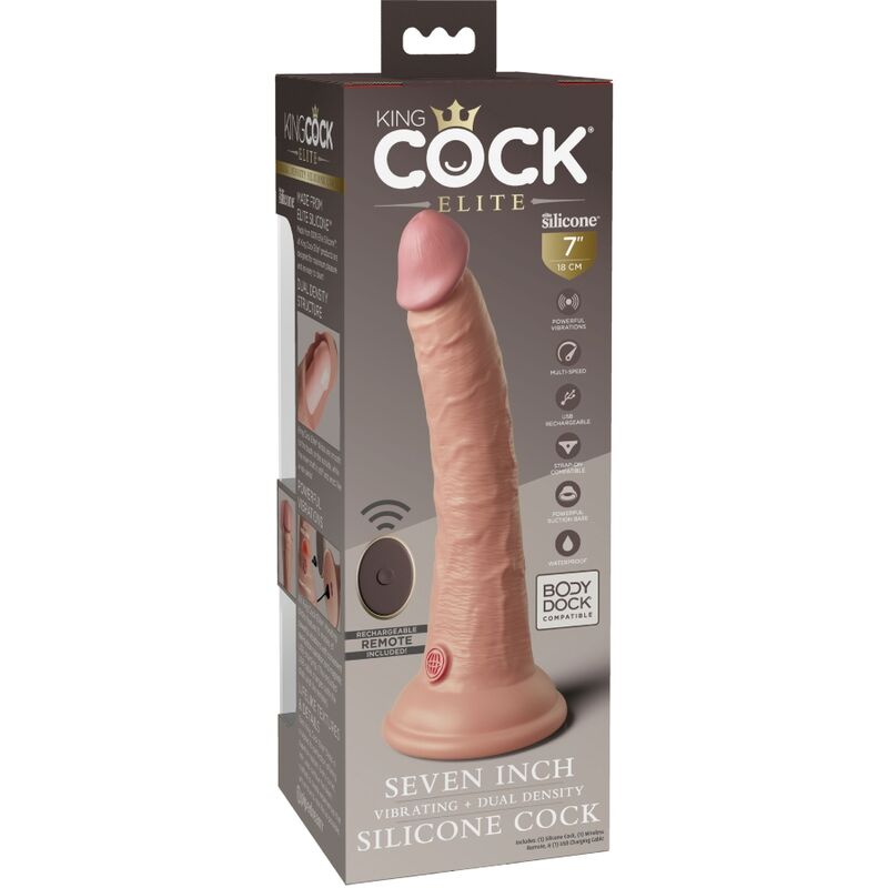 KING COCK - ELITE DILDO REALISTICO VIBRADOR & SILICONA CONTROL REMOTO 17.8 CM - Imagen 6