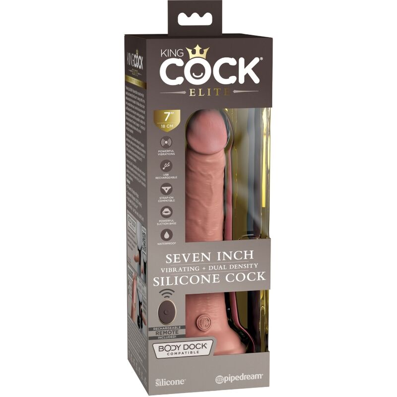 KING COCK - ELITE DILDO REALISTICO VIBRADOR & SILICONA CONTROL REMOTO 17.8 CM - Imagen 7