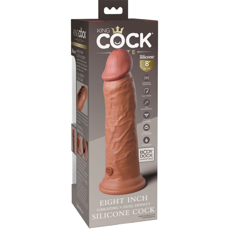 KING COCK - ELITE DILDO REALISTICO VIBRADOR & SILICONA 20.3 CM CARAMELO - Imagen 7