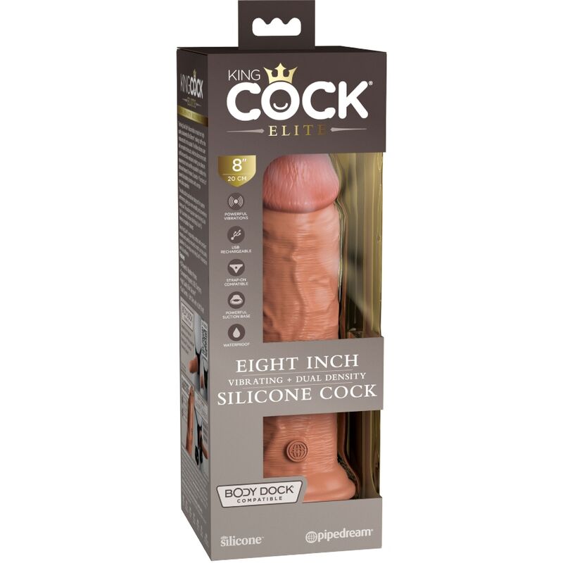 KING COCK - ELITE DILDO REALISTICO VIBRADOR & SILICONA 20.3 CM CARAMELO - Imagen 8