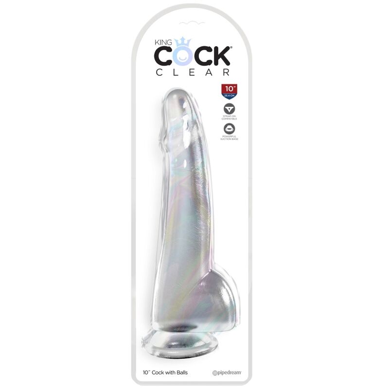 KING COCK - CLEAR DILDO CON TESTICULOS 19 CM TRANSPARENTE - Imagen 3