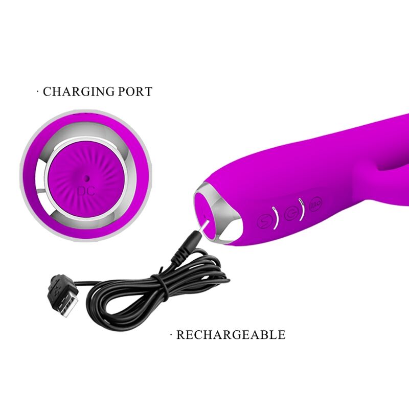PRETTY LOVE - GLORIA VIBRADOR CONEJO RECARGABLE-IMPERMEABLE MORADO - Imagen 11