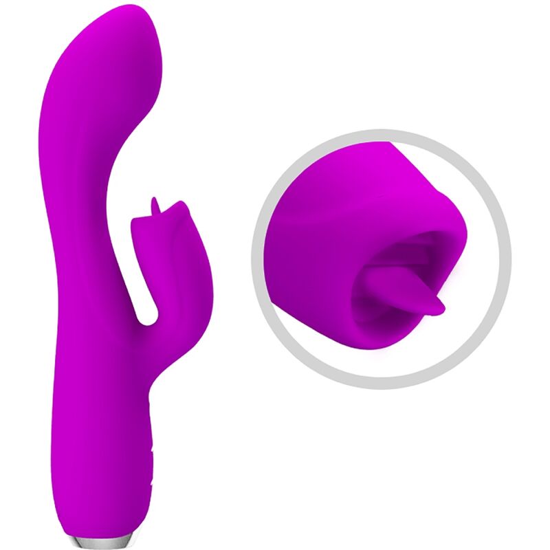 PRETTY LOVE - GLORIA VIBRADOR CONEJO RECARGABLE-IMPERMEABLE MORADO - Imagen 6