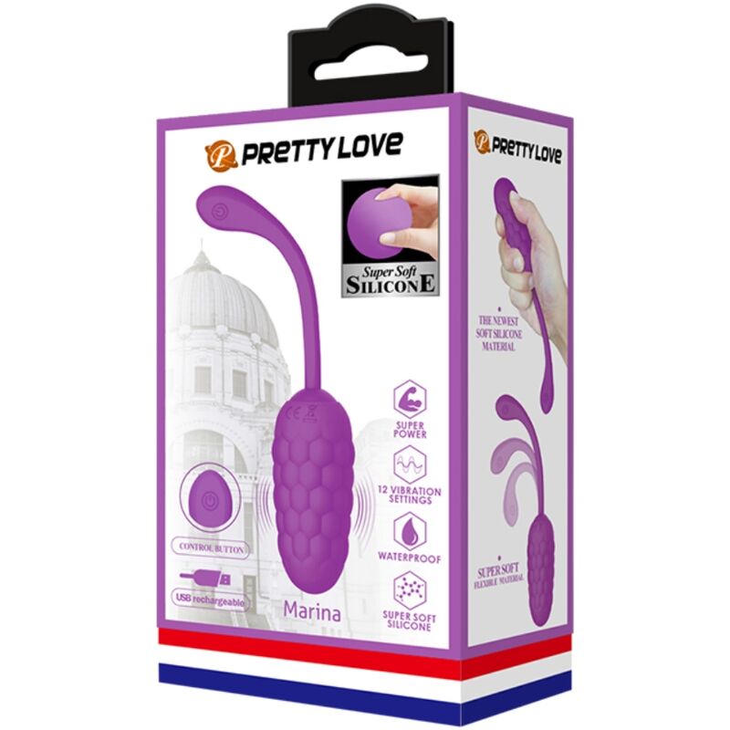 PRETTY LOVE - HUEVO VIBRADOR CON TEXTURA MARINA RECARGABLE MORADO - Imagen 10