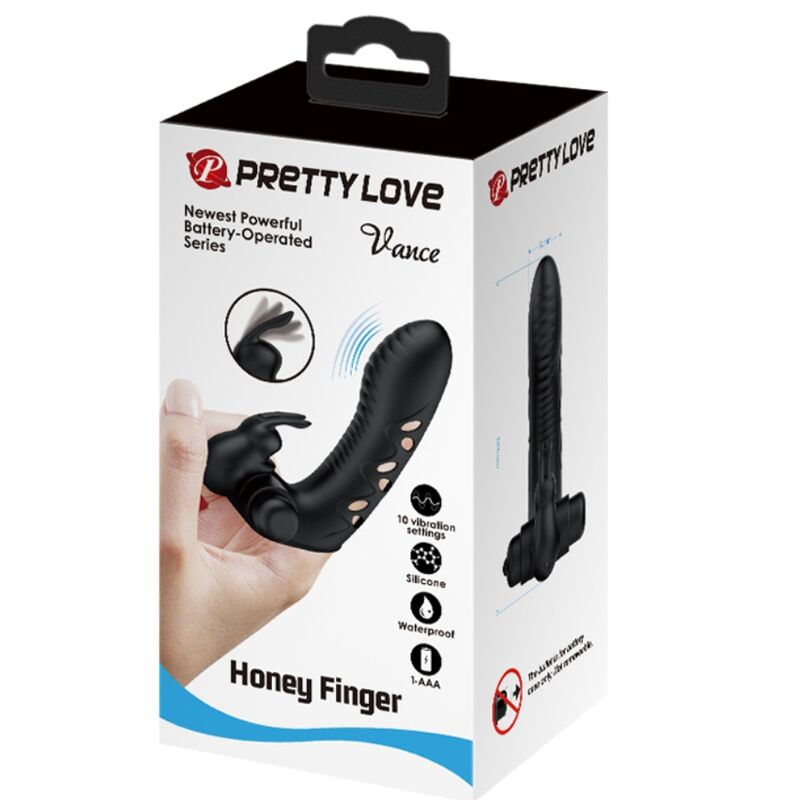 PRETTY LOVE - VANCE FUNDA DEDO VIBRADOR CONEJO NEGRO - Imagen 8