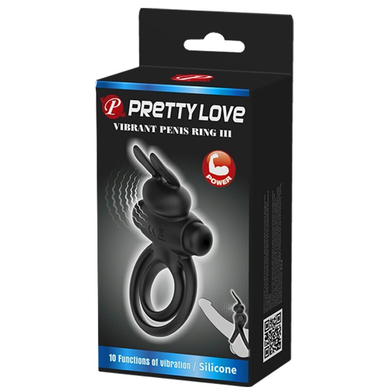 PRETTY LOVE - ANILLO VIBRADOR III CONEJO PARA PENE NEGRO - Imagen 7