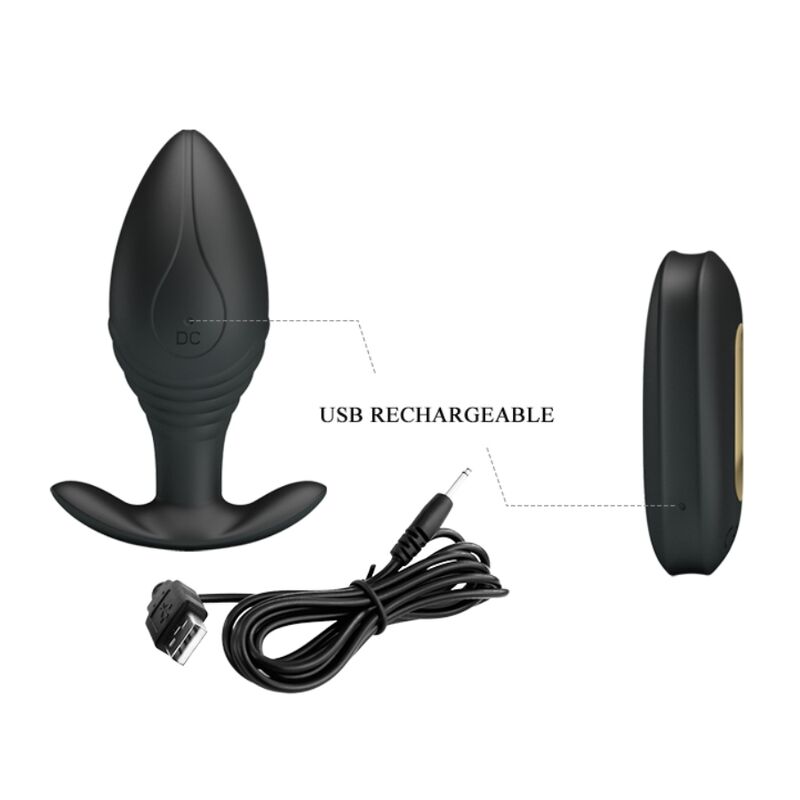 PRETTY LOVE - REGINA PLUG ANAL VIBRADOR RECARGABLE NEGRO - Imagen 11