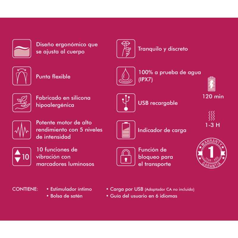 SHUNGA - EXPOSITOR 6 MASAJEADORES INTIMOS FUCSIA - Imagen 3