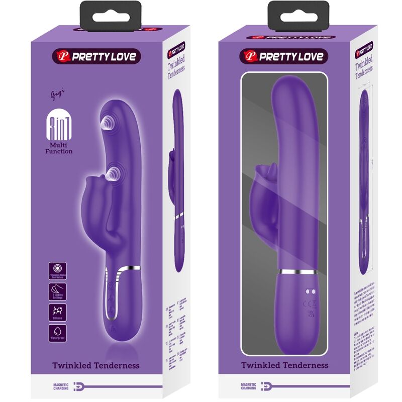 PRETTY LOVE - VIBRADOR RABBIT CON LICKING MORADO - Imagen 3