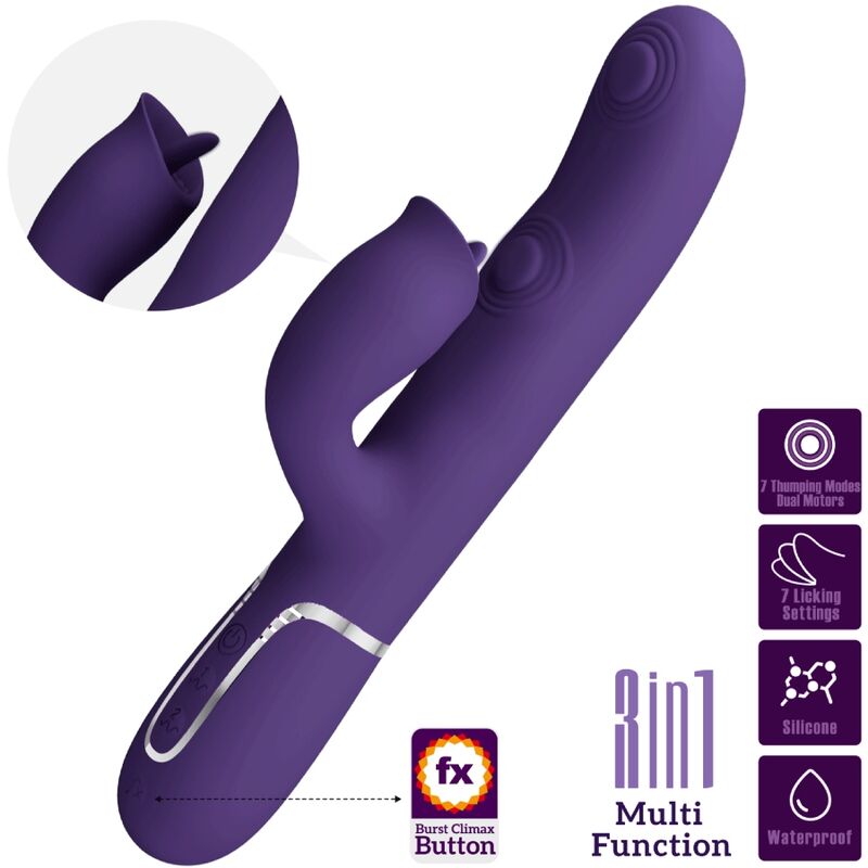 PRETTY LOVE - VIBRADOR RABBIT CON LICKING MORADO - Imagen 4
