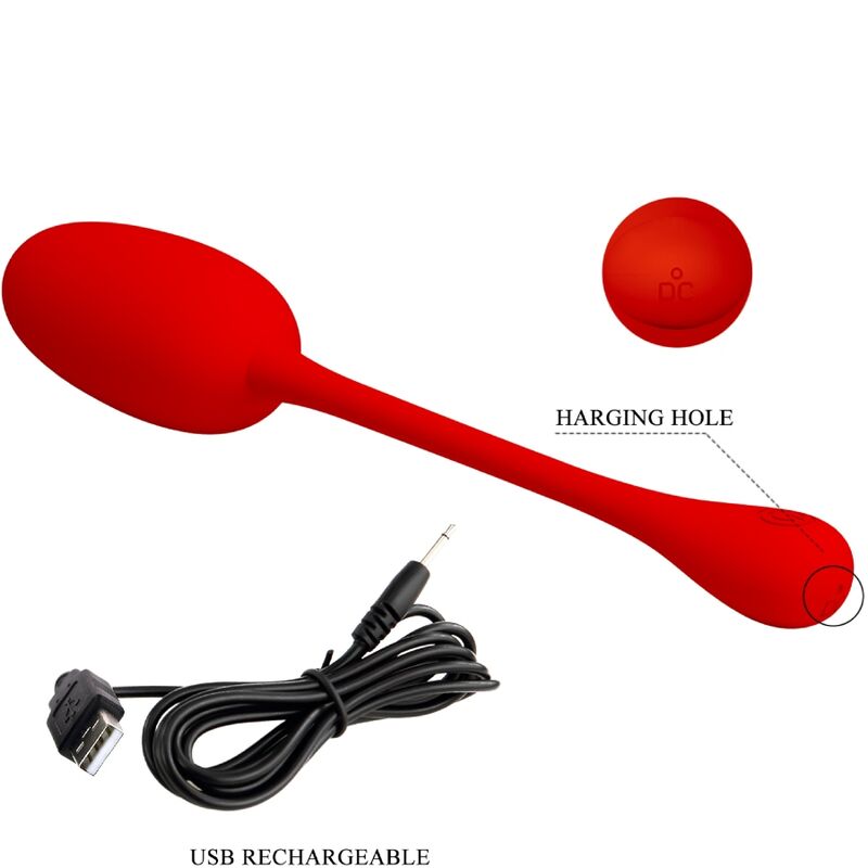 PRETTY LOVE - KNUCKER HUEVO VIBRADOR RECARGABLE ROJO - Imagen 9