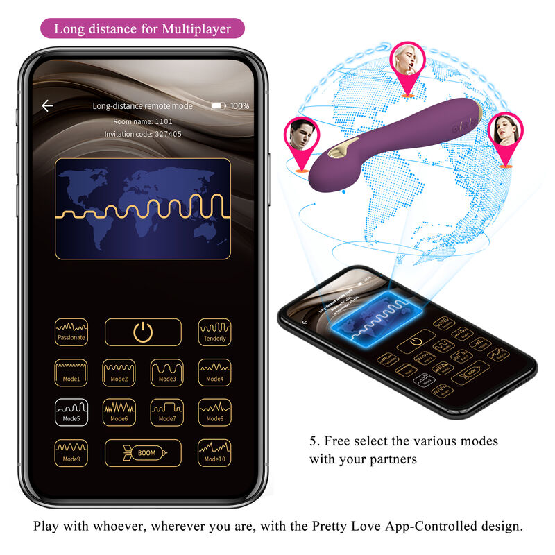 PRETTY LOVE - HECTOR VIBRADOR ELECTROSHOCK POR CONTROL POR APP LILA - Imagen 12