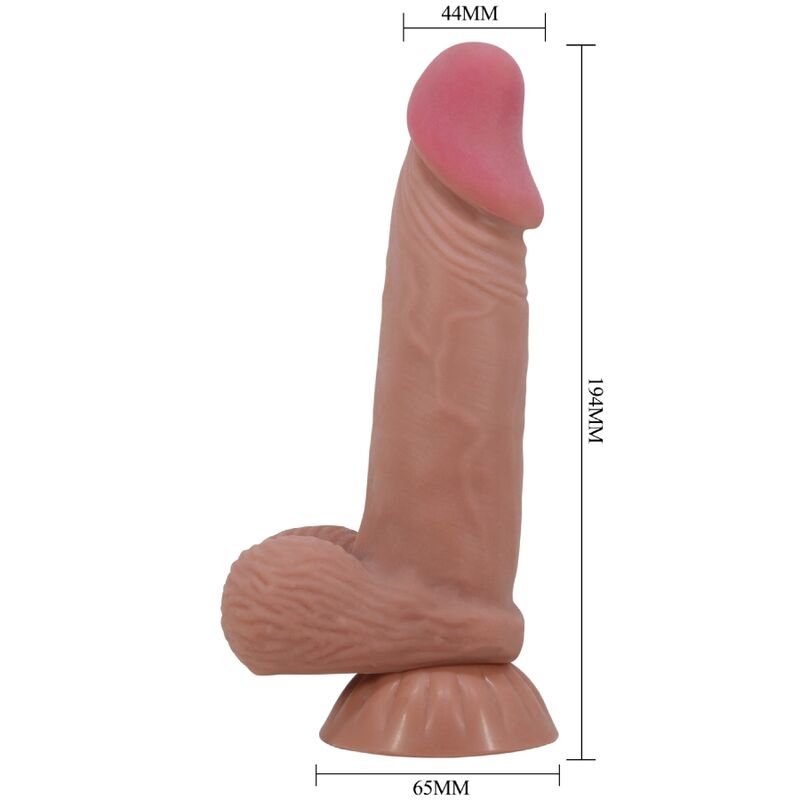 PRETTY LOVE - SLIDING SKIN SERIES DILDO REALÍSTICO CON VENTOSA PIEL DESLIZANTE MORENO 19.4 CM - Imagen 5