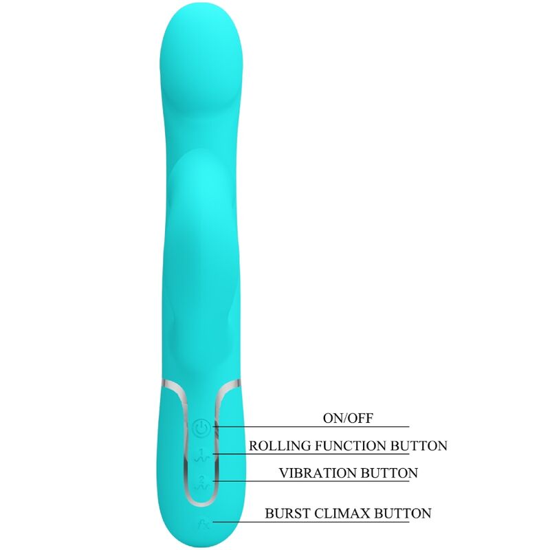 PRETTY LOVE - VIBRADOR RABBIT PERLAS VERDE AGUA - Imagen 4