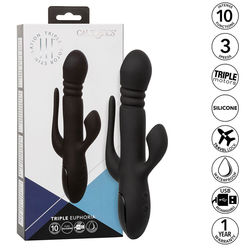 CALEXOTICS - VIBRADOR TRIPLE EUPHORIA NEGRO - Imagen 3
