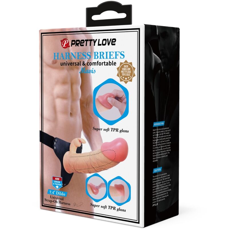 PRETTY LOVE - MAVIS HARNESS BRIEFS UNIVERSAL CON DILDO 19 CM NATURAL - Imagen 9